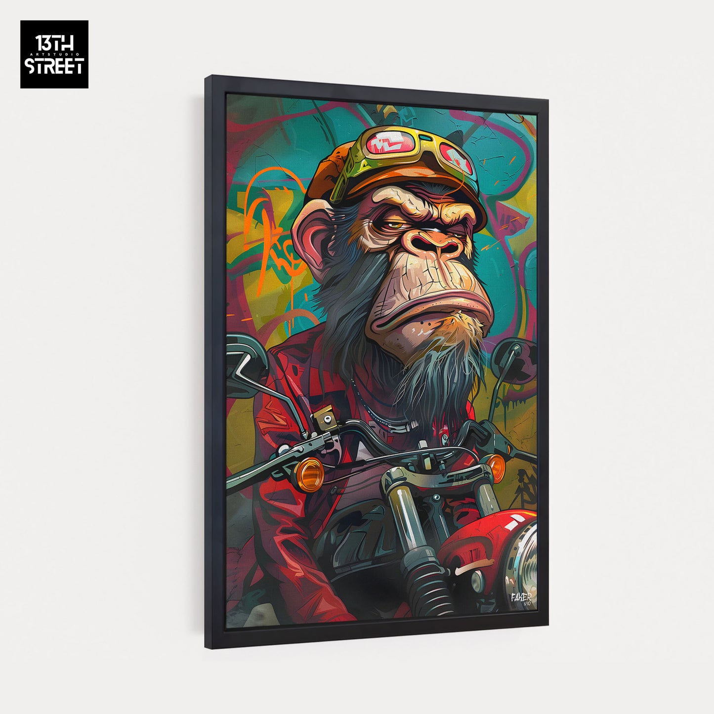 Faker - Bored Monkey Biker - Canvas 40x60x2cm