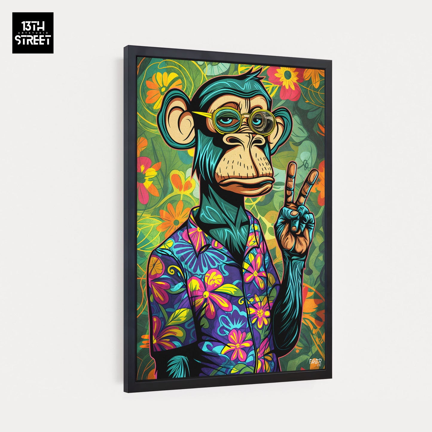 Faker - Bored Monkey Peace And Love - Canvas 40x60x2cm