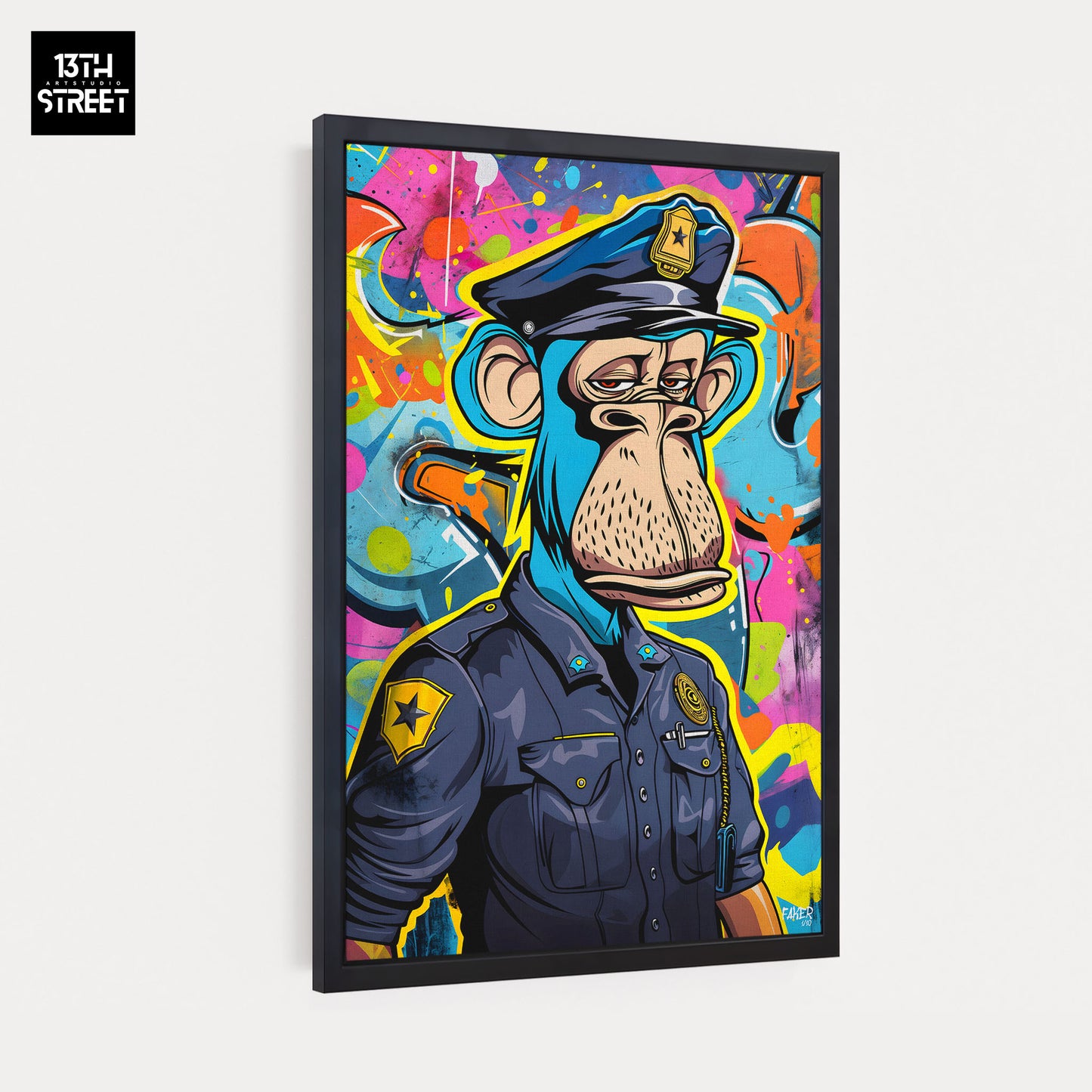 Faker - Bored Monkey Policeman - Canvas 40x60x2cm