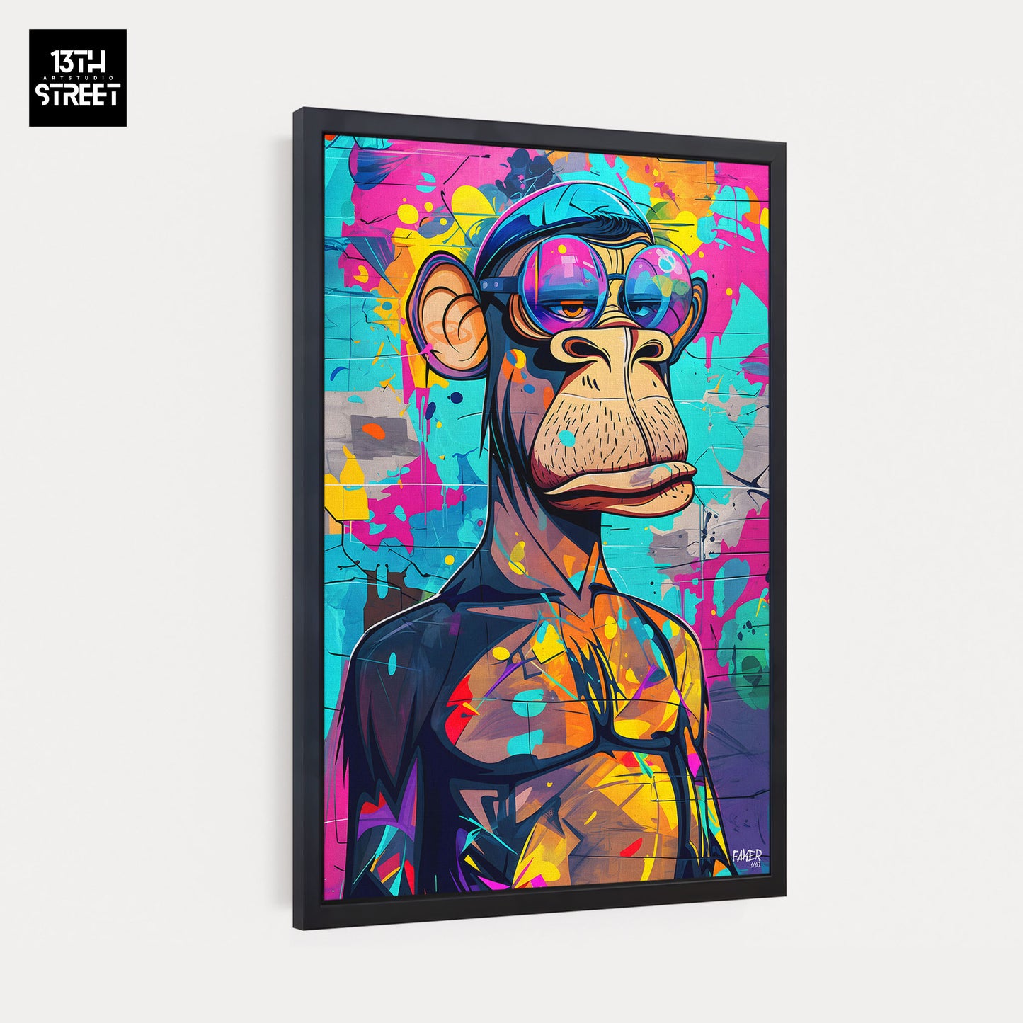 Faker - Bored Monkey Artist Painter - Canvas 40x60x2cm