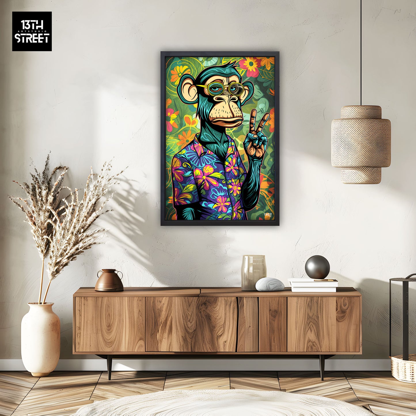 Faker - Bored Monkey Peace And Love - Canvas 40x60x2cm