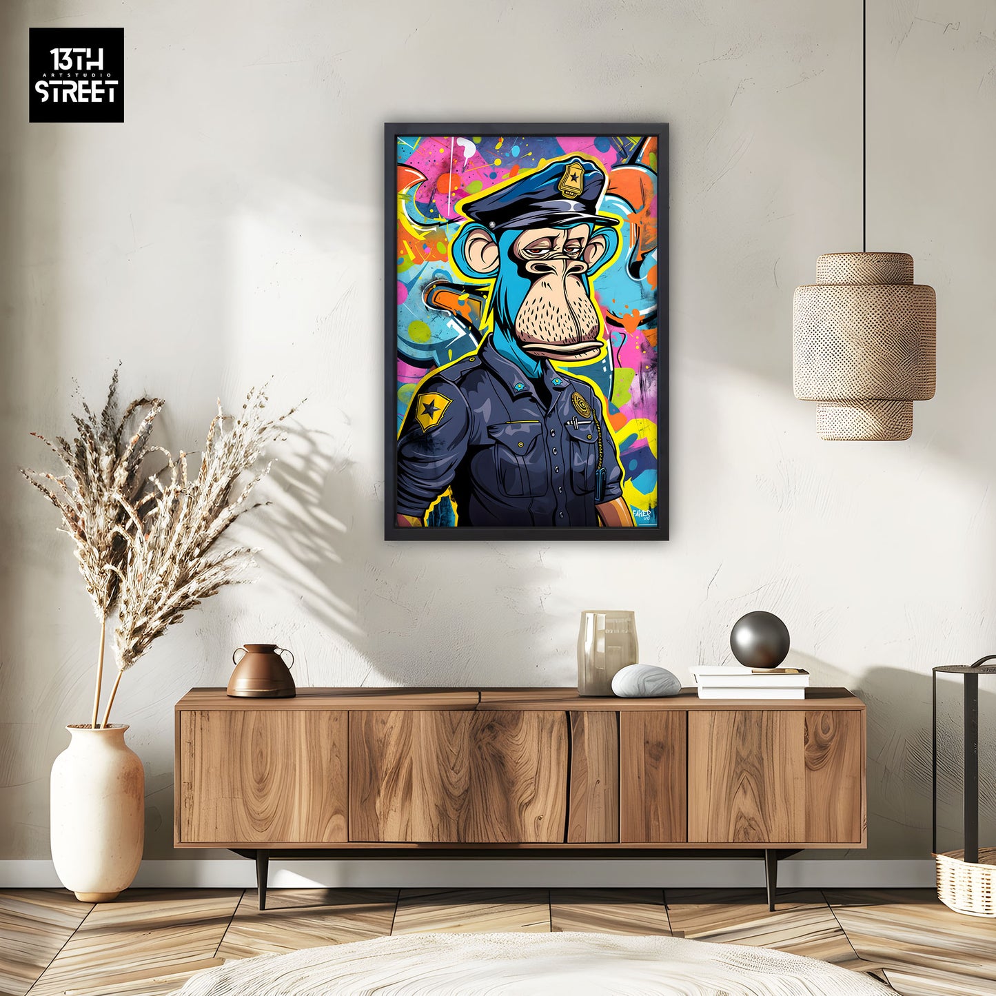 Faker - Bored Monkey Policeman - Canvas 40x60x2cm