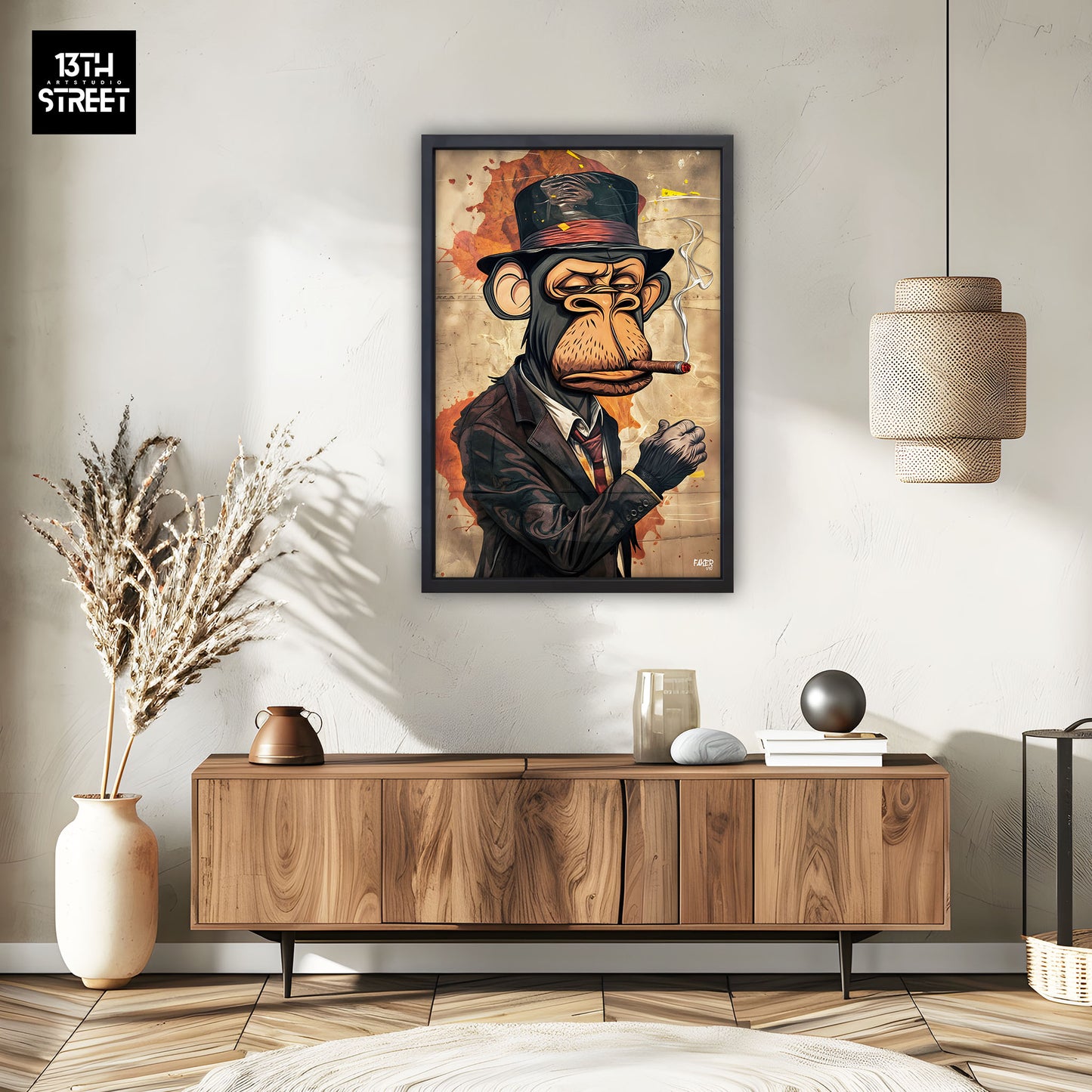 Faker - Bored Monkey Gentlaman Smoker - Canvas 40x60x2cm