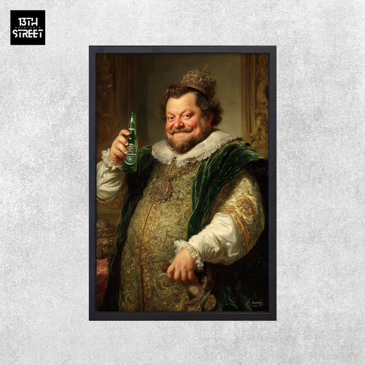 Davinsky - Couronne en Détente et Bière Heineken - Toile 40x60x2cm