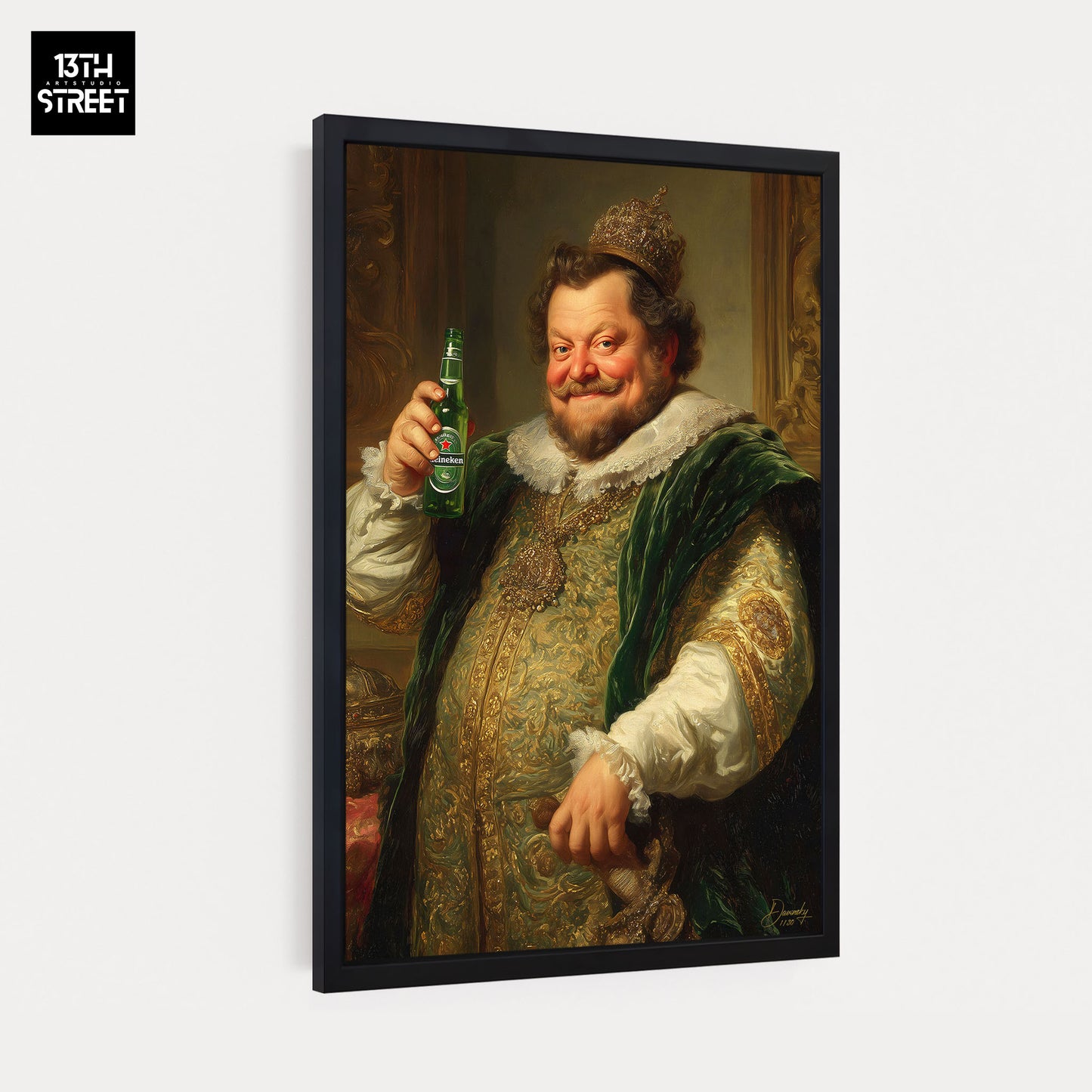 Davinsky - Entspannungskrone und Heineken Bier - Leinwand 40x60x2cm