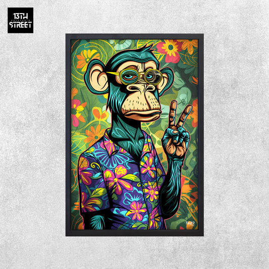 Faker – Bored Monkey Peace And Love – Leinwand 40 x 60 x 2 cm