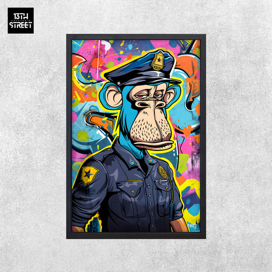 Faker - Bored Monkey Policeman - Toile 40x60x2cm