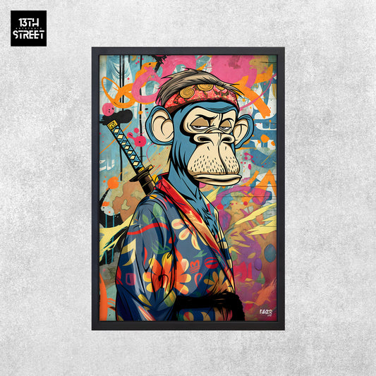 Faker - Bored Monkey Samourai - Toile 40x60x2cm