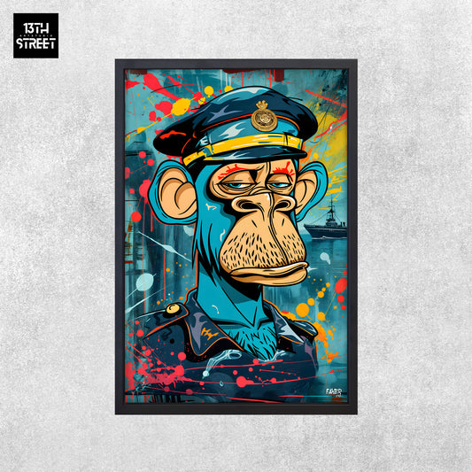 Faker - Bored Monkey Capitain Boat - Toile 40x60x2cm