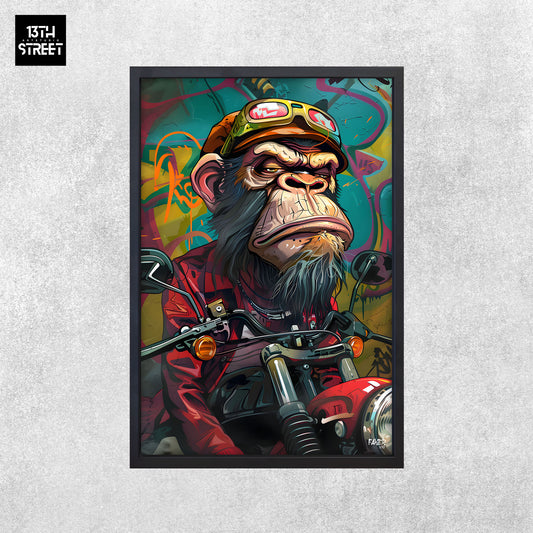 Faker - Bored Monkey Biker - Leinwand 40x60x2cm