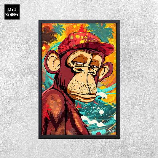 Faker - Bored Monkey Surfeur - Toile 40x60x2cm