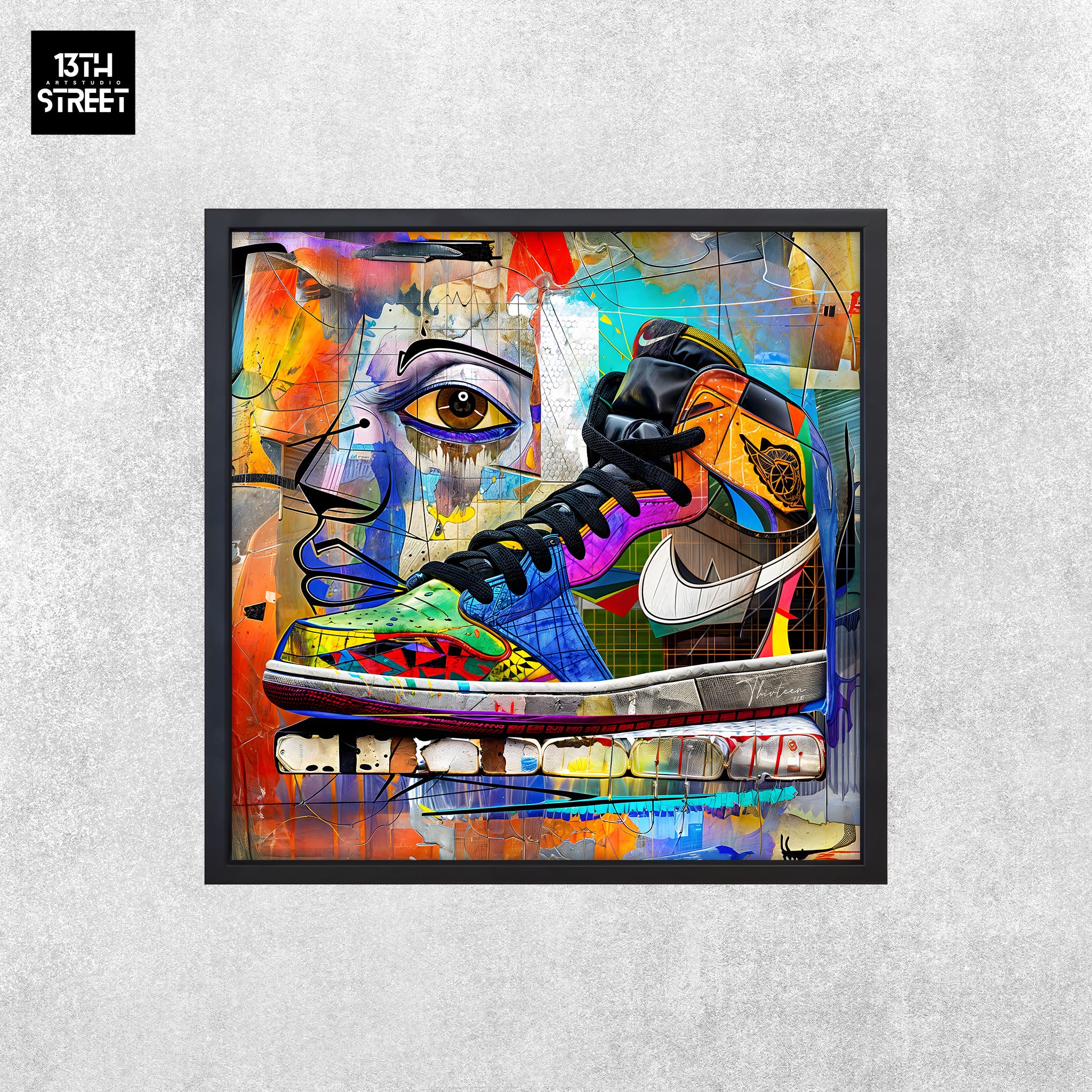 Thirteen Nike Jordan by Picasso Canvas 40x40x2cm