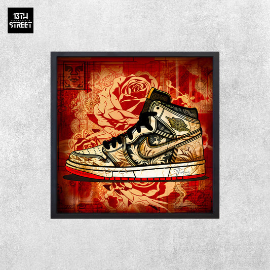 Dreizehn - Nike Jordan von Shepard Fairey - Leinwand 40x40x2cm