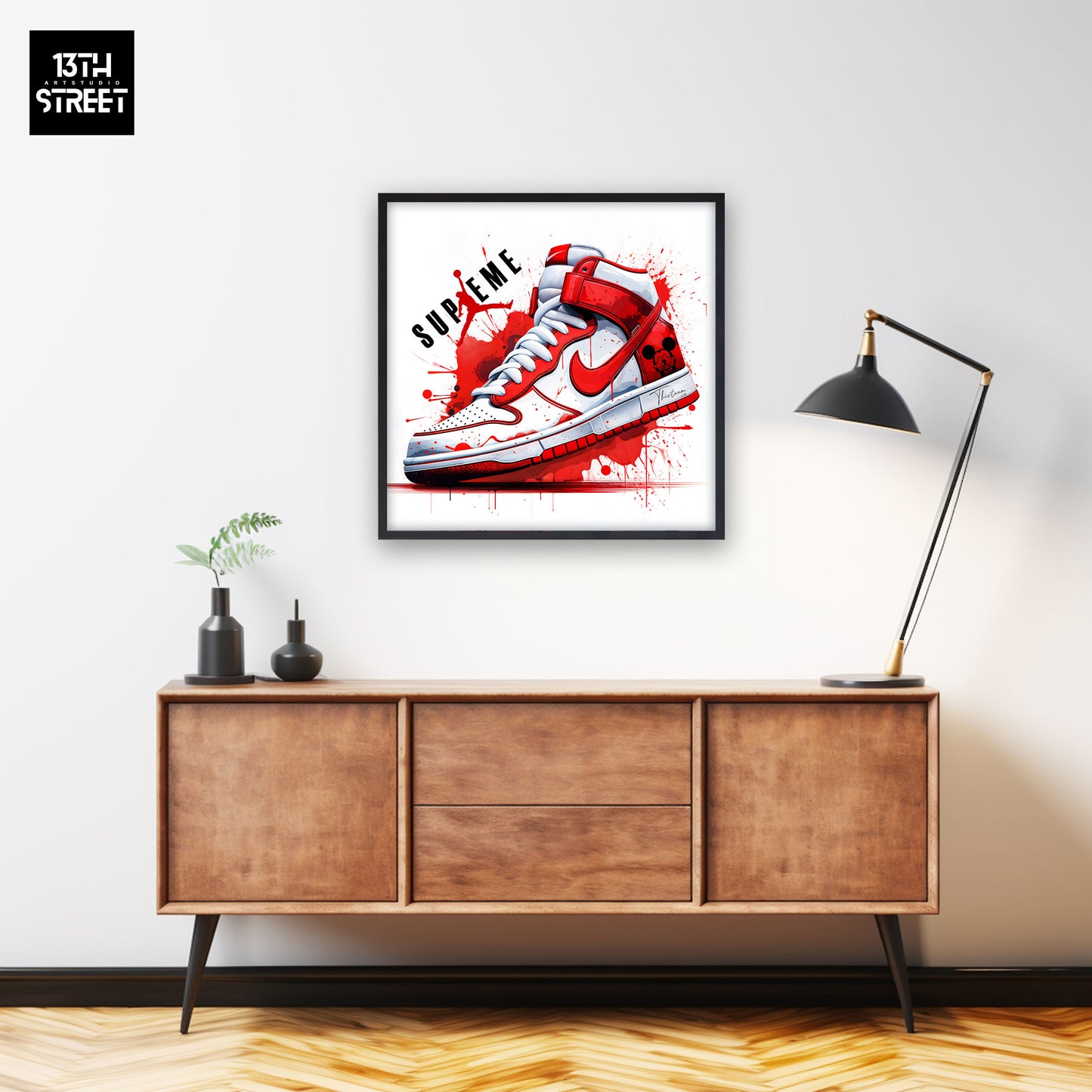 Dreizehn - Nike Jordan von Supreme - Leinwand 40x40x2cm