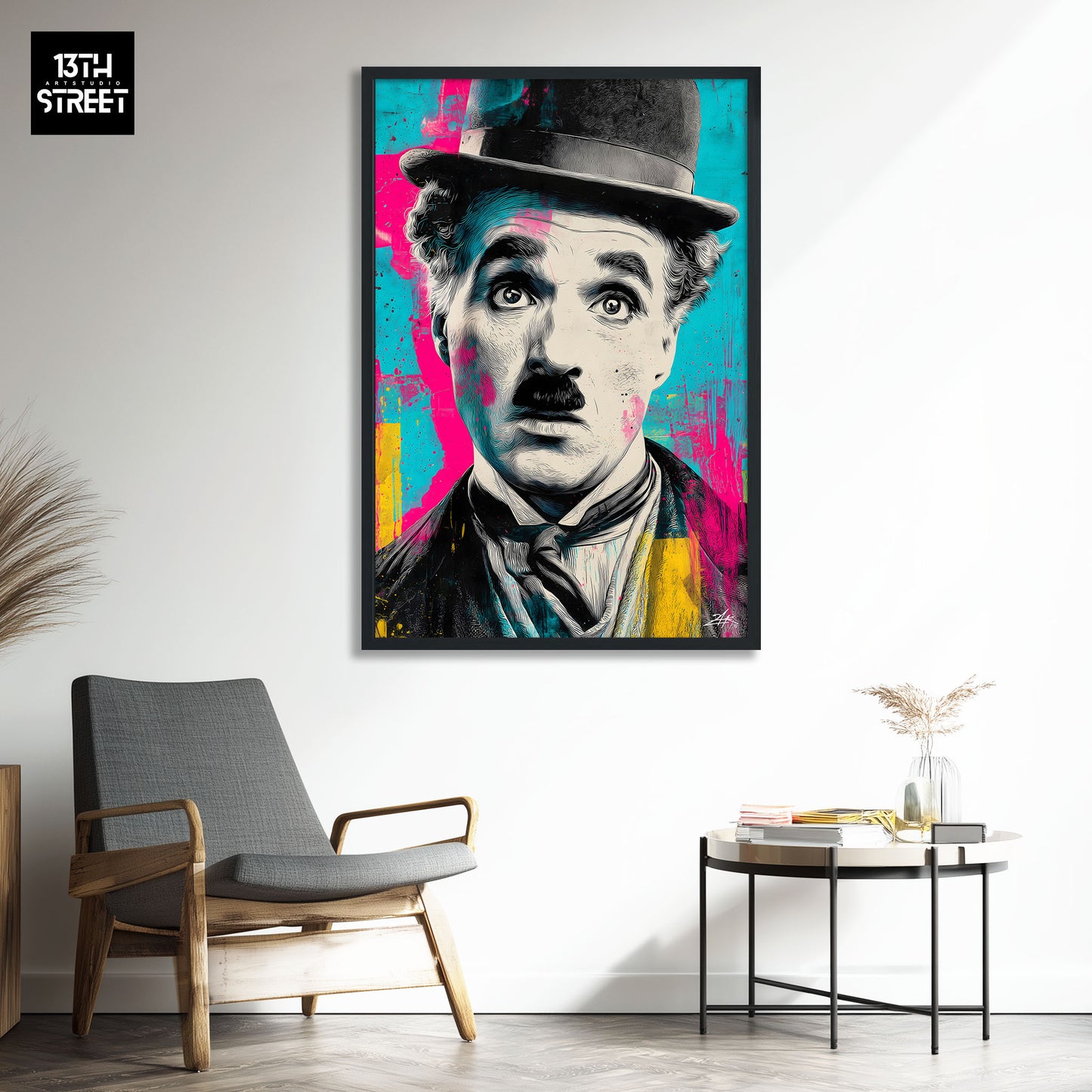 Zak - Charlie Chaplin Pop Art Ikone - Leinwand 40x60x2cm